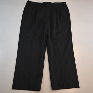 Vtg Mens 36x29 Dark Gray Check Wool Pleated Baggy High Waist Dress Mens Pants